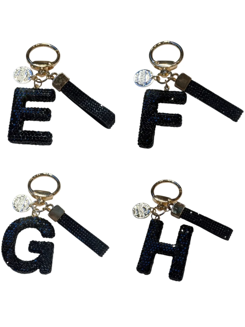 Crystal-Encrusted Black Letter Purse Charm Keychain NWT! (Choose Your Letter) - Picture 4 of 9